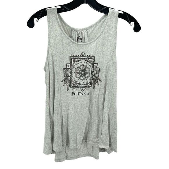 Hard Rock Womens Tank Top Punta Cana Cafe Sleeveless Lacing Back Gray Medium - Picture 1 of 8